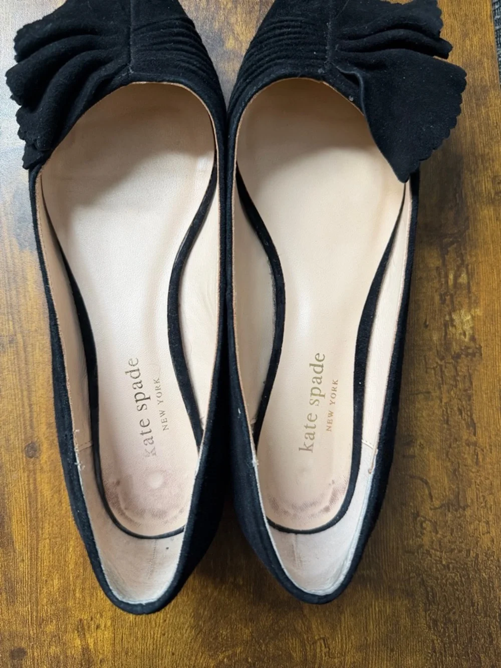 Kate Spade Black Suede Ballet Flats Size 6.5
